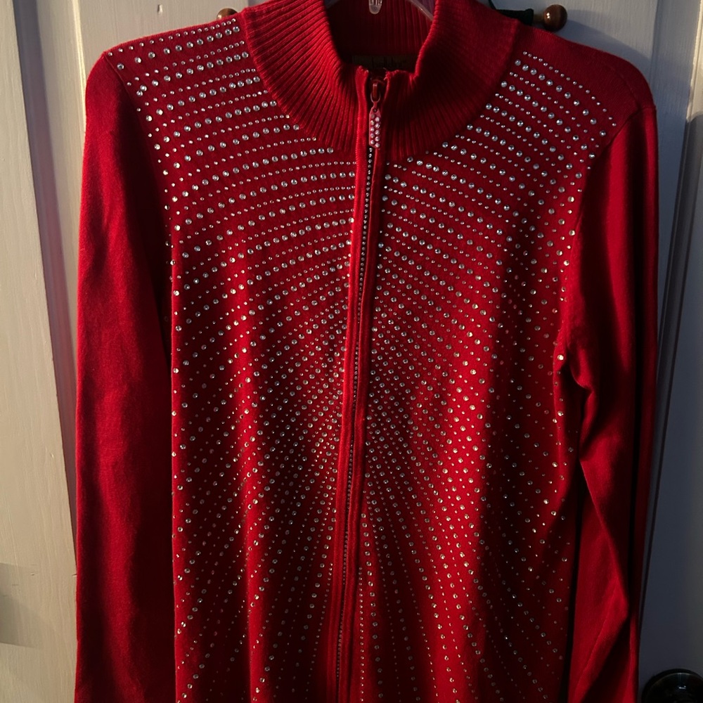 Red Studded Women's Cardigan